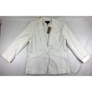 NWT J. Crew Women's Cotton Linen Blazer Jacket 8 White One Button